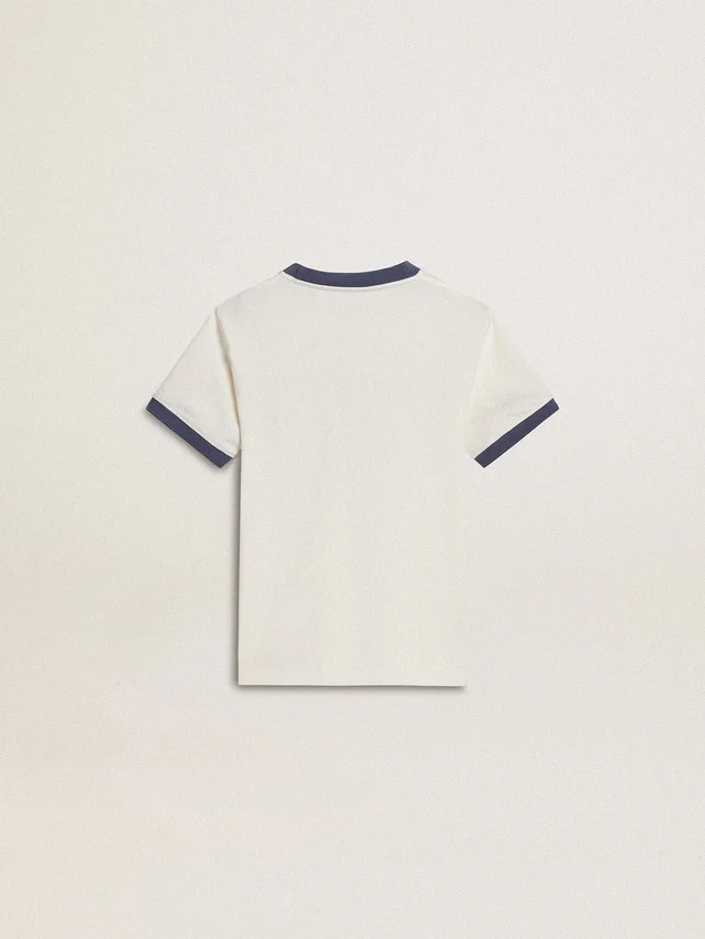 Weißes Hemd für Jungen mit blauem Aufdruck