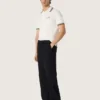 Weißes Herren-Polohemd aus Baumwolle mit durchbrochenem Jacquard-Muster
