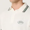 Weißes Herren-Polohemd aus Baumwolle mit durchbrochenem Jacquard-Muster