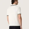 Weißes Herren-Polohemd aus Baumwolle mit durchbrochenem Jacquard-Muster