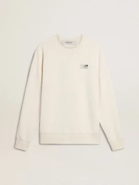 Weißes Herren-Sweatshirt aus Baumwolle mit Aufdruck auf der Rückseite