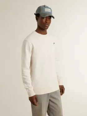 Weißes Herren-Sweatshirt aus Baumwolle mit Aufdruck auf der Rückseite