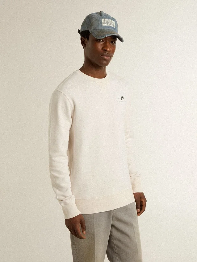 Weißes Herren-Sweatshirt aus Baumwolle mit Aufdruck auf der Rückseite