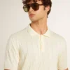 Weißes Jacquard-Strick-Hemd für Herren