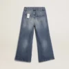 Weit geschnittene Jeans aus mittelblauem Bull-Denim