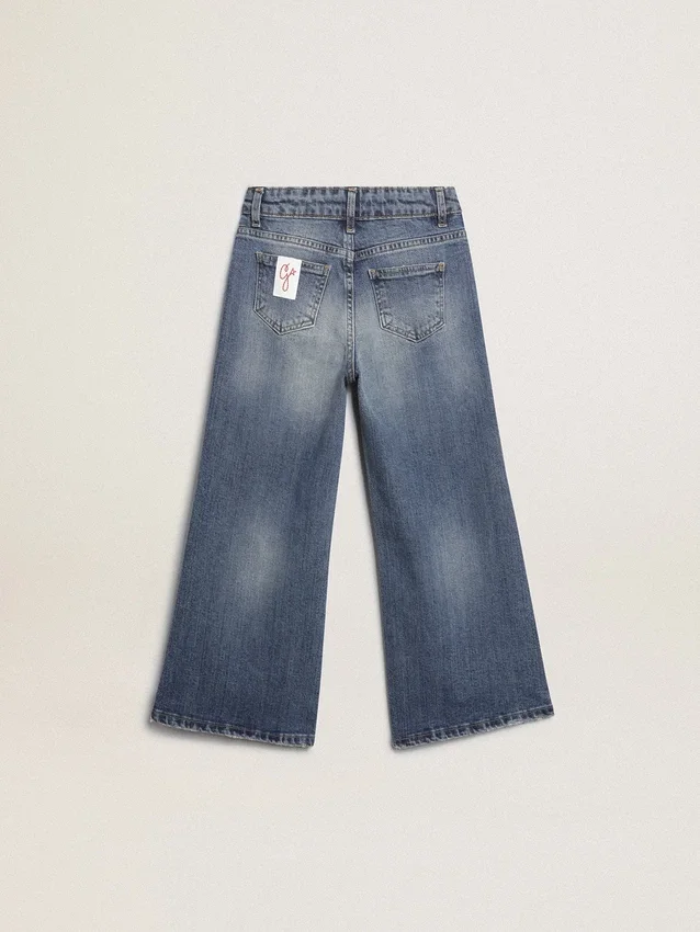 Weit geschnittene Jeans aus mittelblauem Bull-Denim