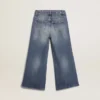 Weit geschnittene Jeans aus mittelblauem Bull-Denim