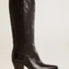Wish Star Damenstiefel aus schwarzem Leder mit Sternstickerei