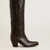 „Wish Star“-Stiefel aus dunkelbraunem Leder mit ton-in-ton gesticktem Stern