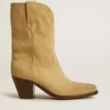 „Wish Star“-Stiefel aus sandfarbenem, gewachstem Wildleder mit Sternstickerei