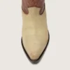 „Wish Star“-Stiefel für Damen aus beigem und braunem Leder mit Stickerei