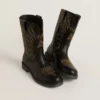 Wish Young Stiefel aus schwarzem Leder mit gelber Sternstickerei